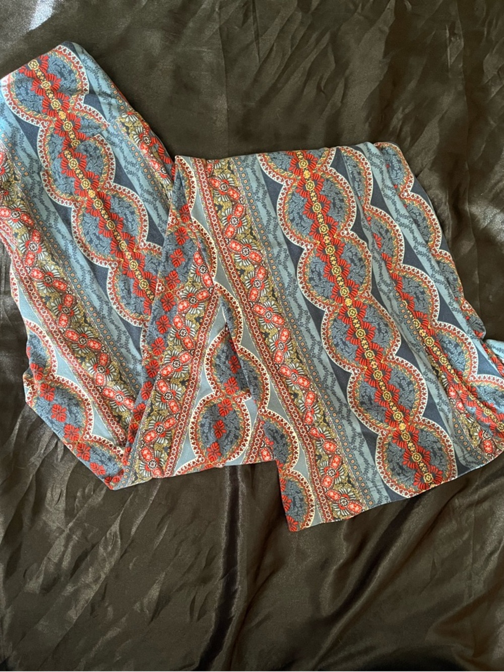 Blue and Red Patterned Leggings - Women Pants & Jumpsuits